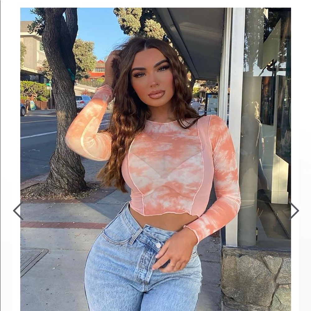 Peach sheer crop top